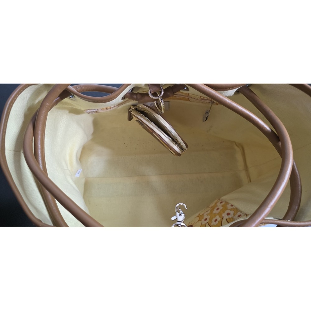 Spartina 449 Summer House Simple Zip Canvas Beach Tote Floral Yellow W/ Coin Bag - Picture 8 of 11